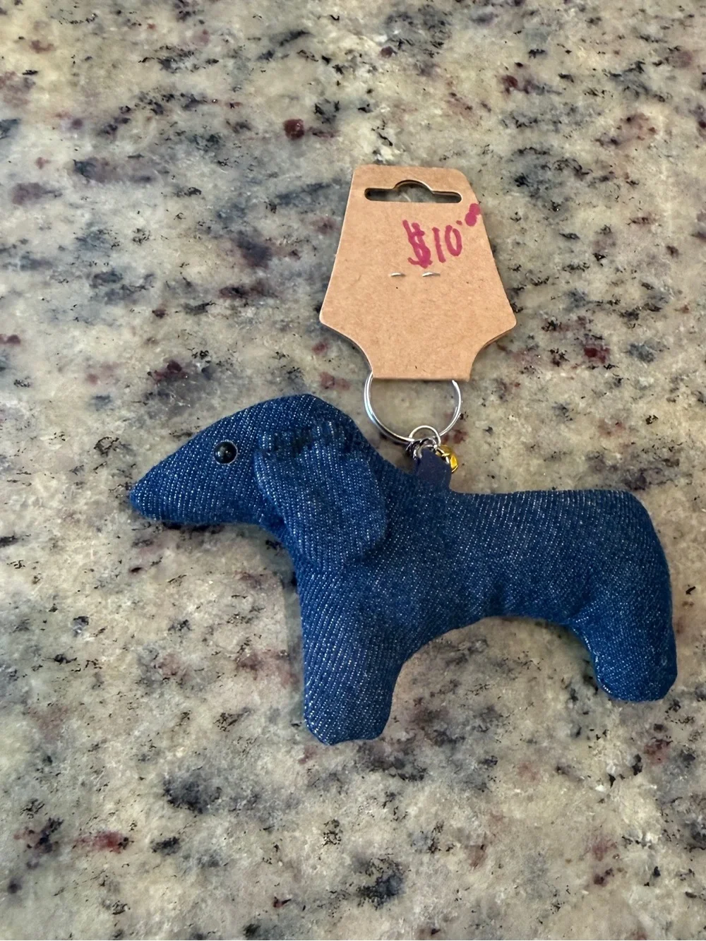 Handmade Denim Dachshund Dog Keychain Plush, NWT